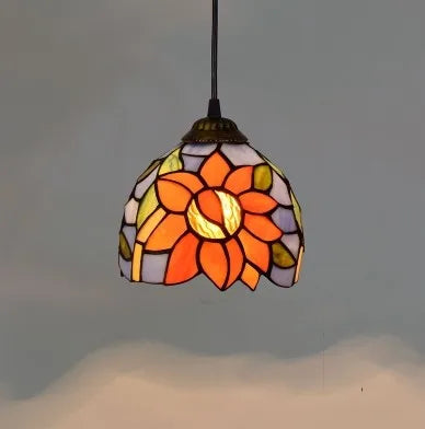 Stained Glass Pendant Light - Vintage Mediterranean Hanging Lamp for Home Decor