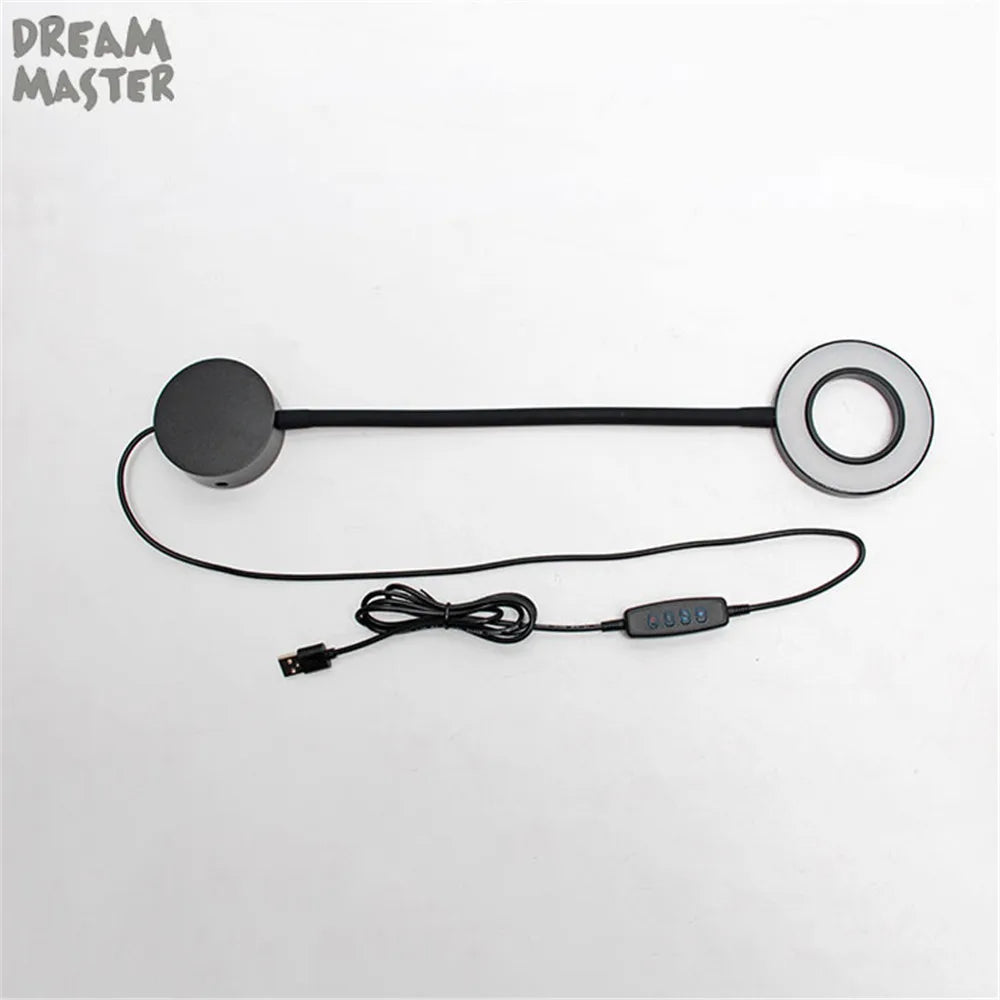 Dimmable LED Wall Lamp for Bedside Reading, USB Powered, Gooseneck Bedroom Light