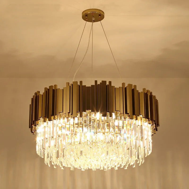 Gold LED Crystal Ceiling Chandelier for Elegant Home Decor