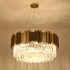 Gold LED Crystal Ceiling Chandelier for Elegant Home Decor