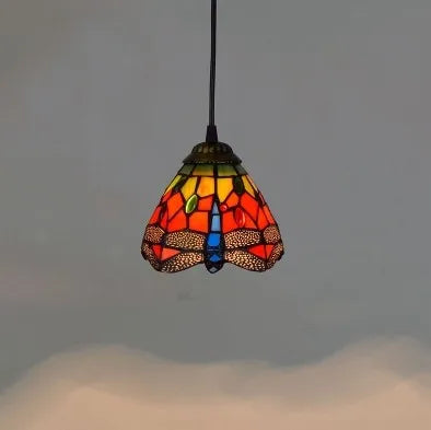 Stained Glass Pendant Light - Vintage Mediterranean Hanging Lamp for Home Decor