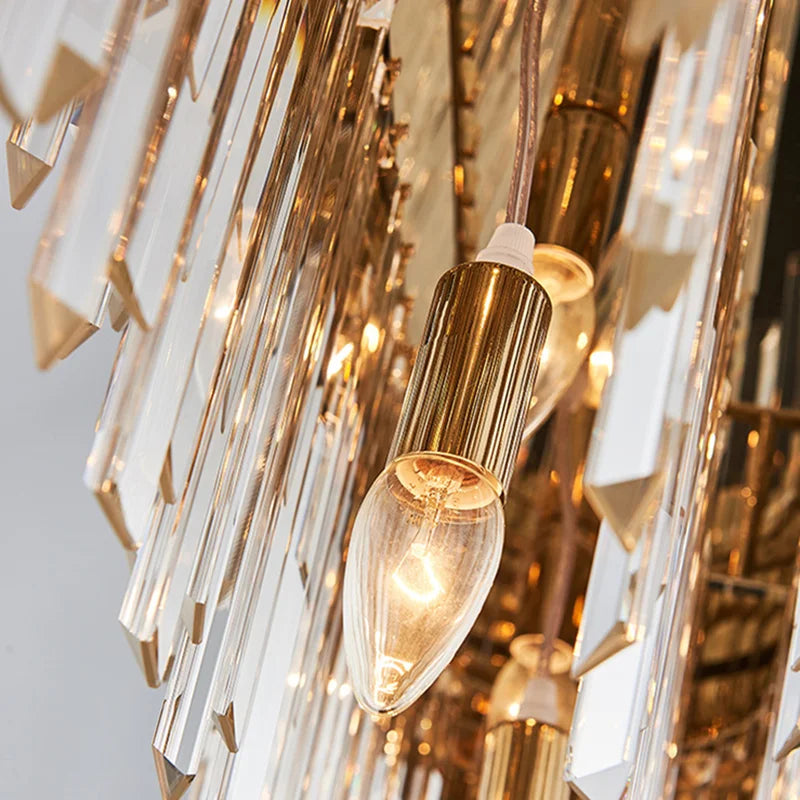 Gold LED Crystal Ceiling Chandelier for Elegant Home Decor