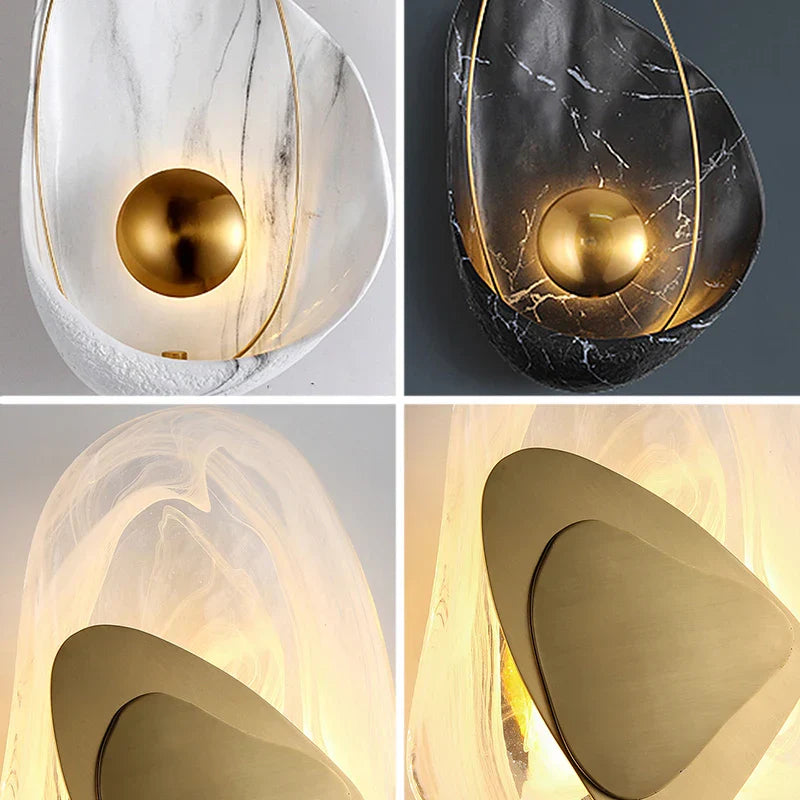 Marble Shell Wall Lamp, Nordic Modern Design for Living Room Bedroom Aisle.