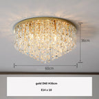 Modern Bedroom Crystal Ceiling Lamp Gold/Chrome Steel LED Lights