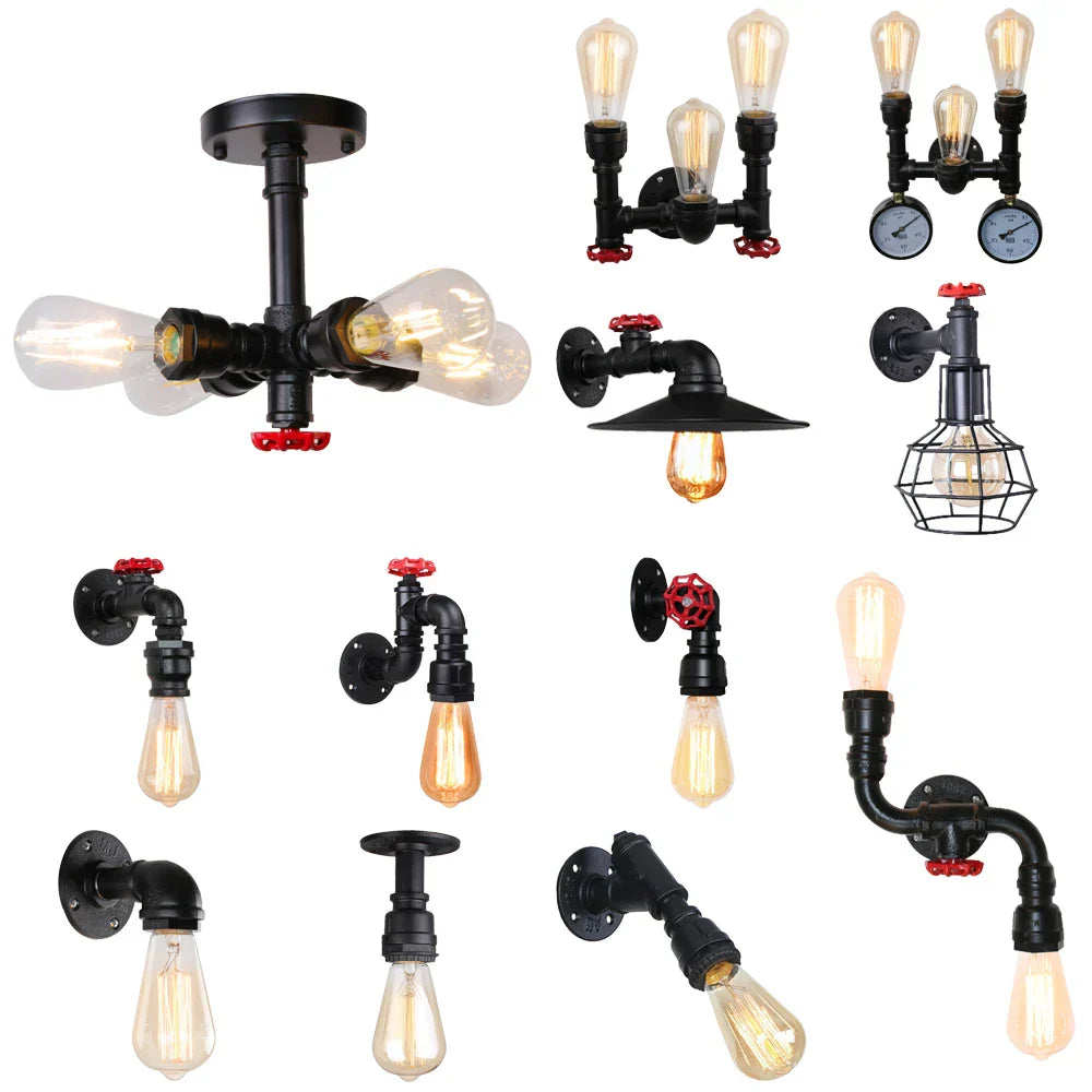 Industrial Water Pipe LED Wall Lamp for Home Decor
