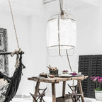 Bamboo Linen Pendant Light Fixture for Restaurant and Clothing Store