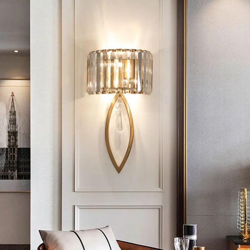 Crystal LED Black Wall Lamp for Bedroom, Living Room, and Aisle