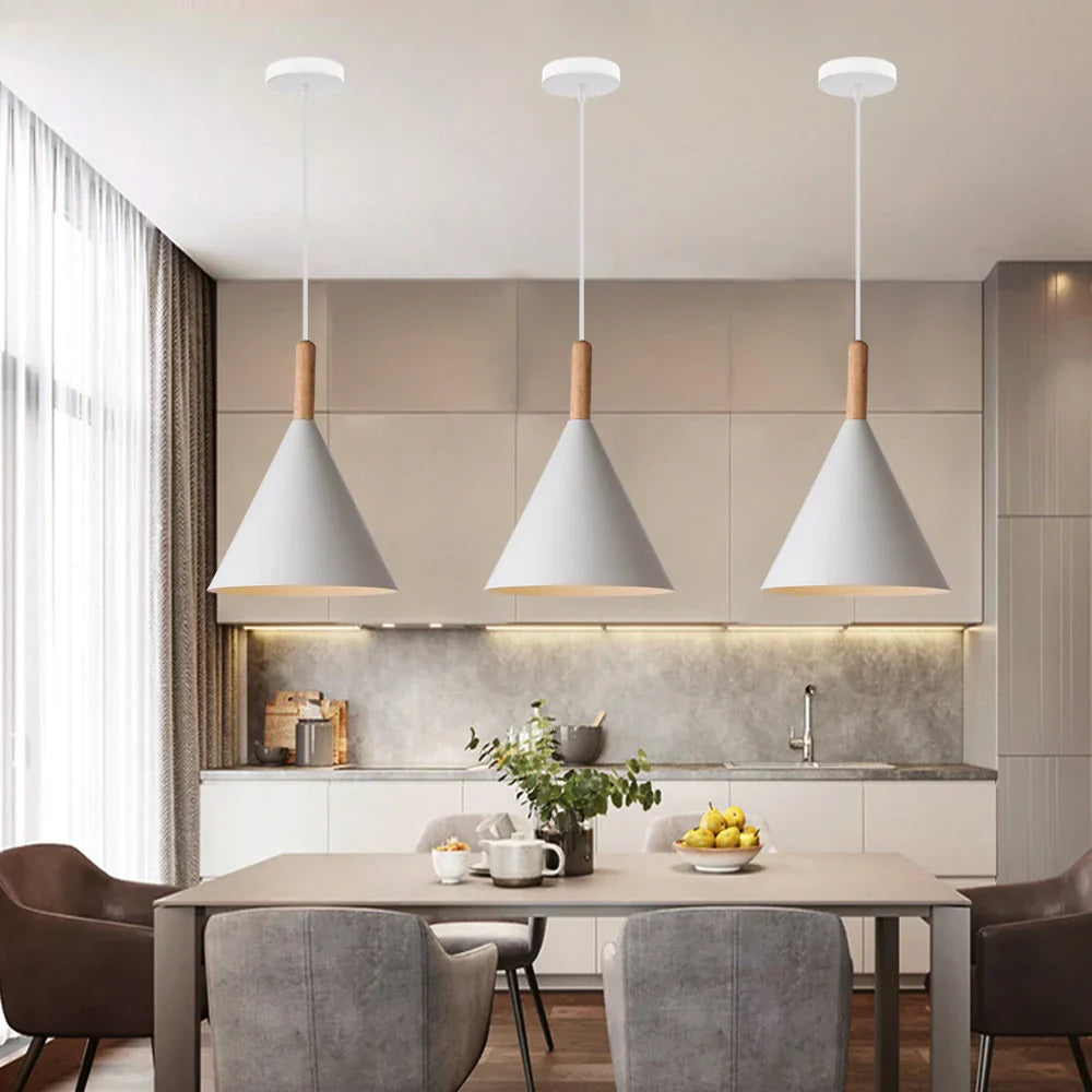 Nordic Wood LED Pendant Lights for Modern Kitchen Bars Bedroom Decor