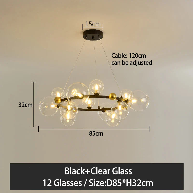 Nordic Glass Ball Pendant Light Gold/Black Dining Living Room Decor Afralia™