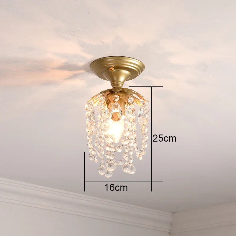 Gold Crystal Round Ceiling Chandelier for Living Room LED Light Fixtures