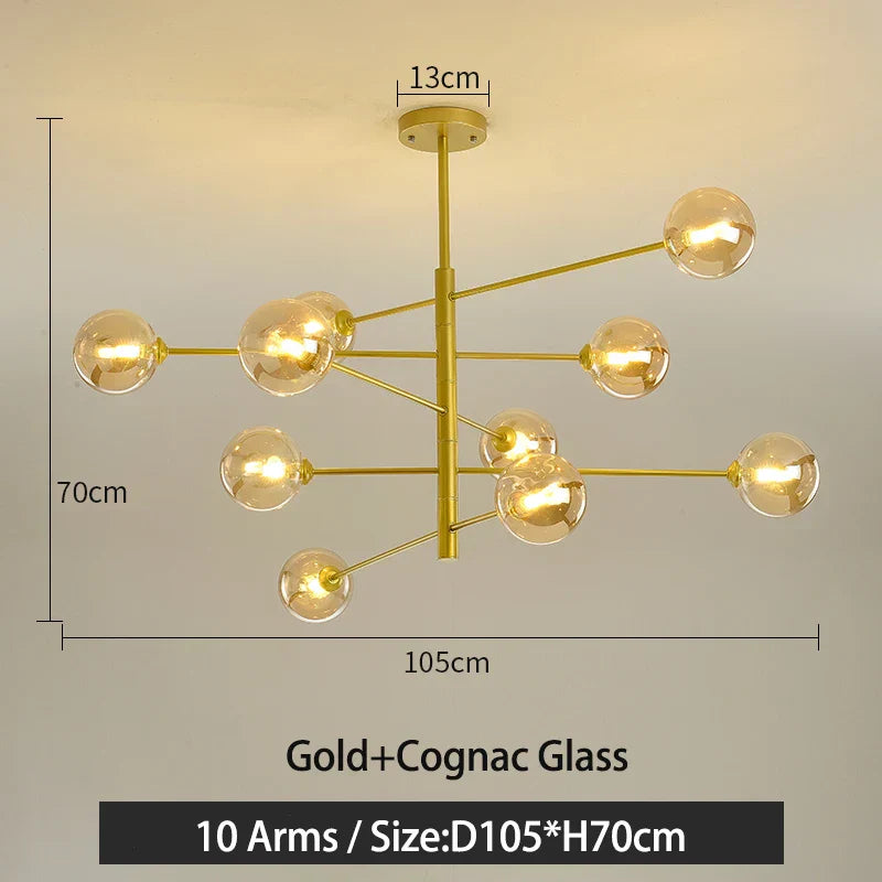 Black/Gold G9 LED Chandelier for Living Room Bedroom Modern Pendant Lighting