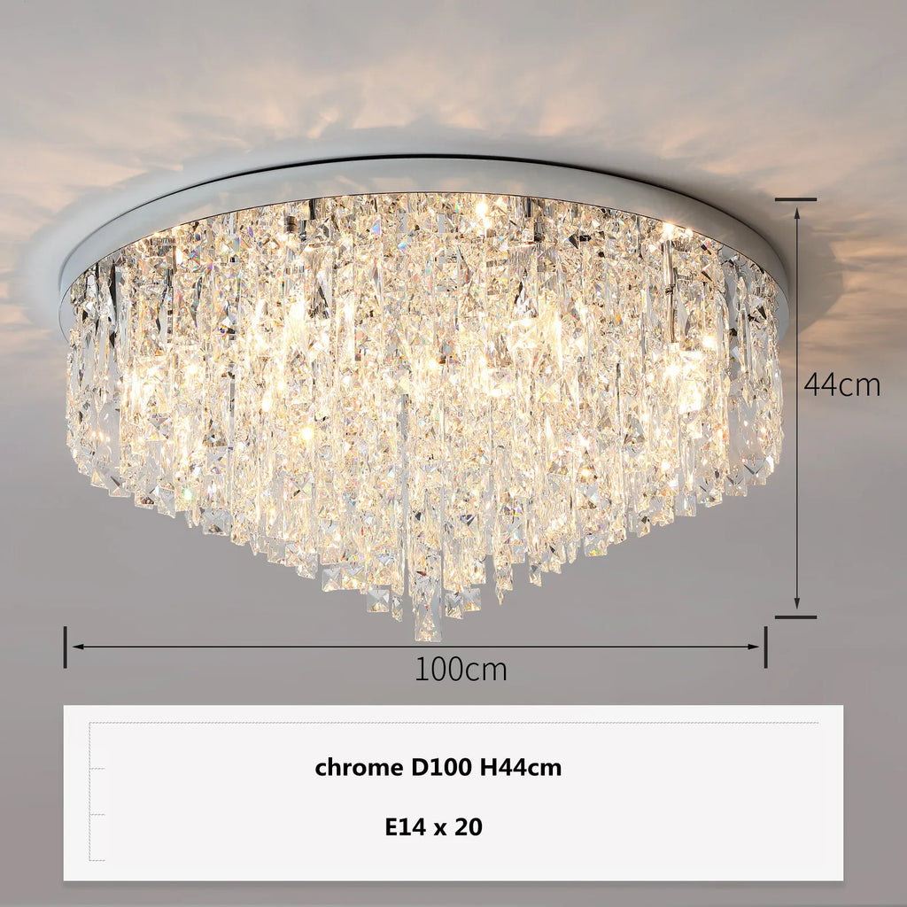 Modern Bedroom Crystal Ceiling Lamp Gold/Chrome Steel LED Lights