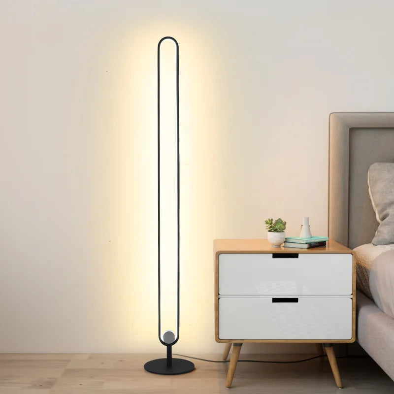 RGB LED Floor Lamp with Remote Control - Modern Minimalist Standing Light