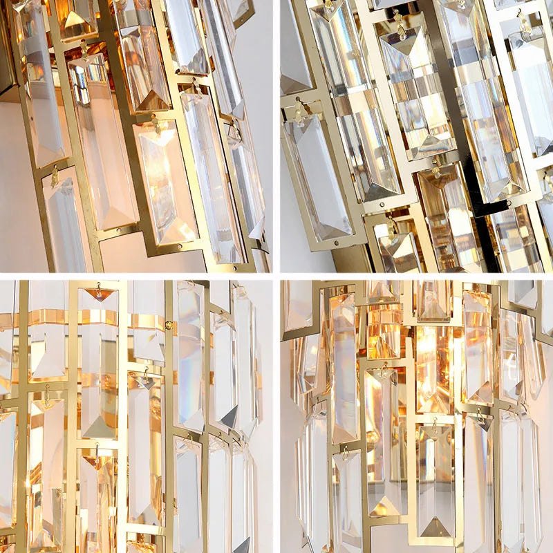 Rectangular Crystal Wall Sconce: Modern Light Luxury Indoor LED Lamp