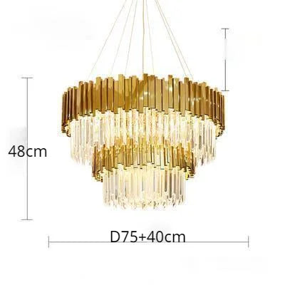 Gold Metal LED Pendant Lights Adjustable Living Room Dining Round Fixture
