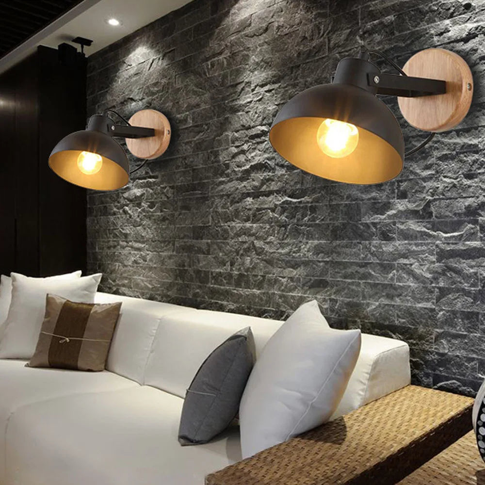 Nordic Wood Wall Sconce E27 LED Indoor Retro Lamp for Bedroom Bathroom Aisle