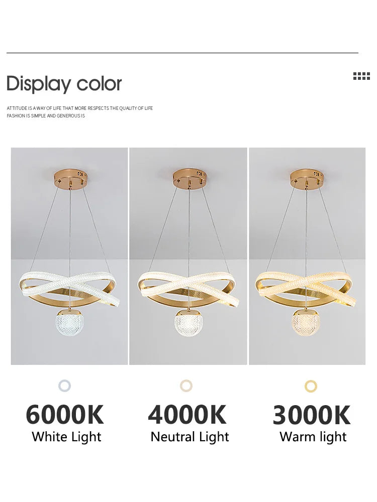 Modern Art Three-Head Chandelier for Dining Room and Bedroom