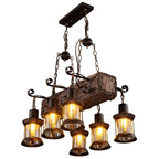 Retro Solid Wood Industrial Pendant Chandelier for Dining Living Room