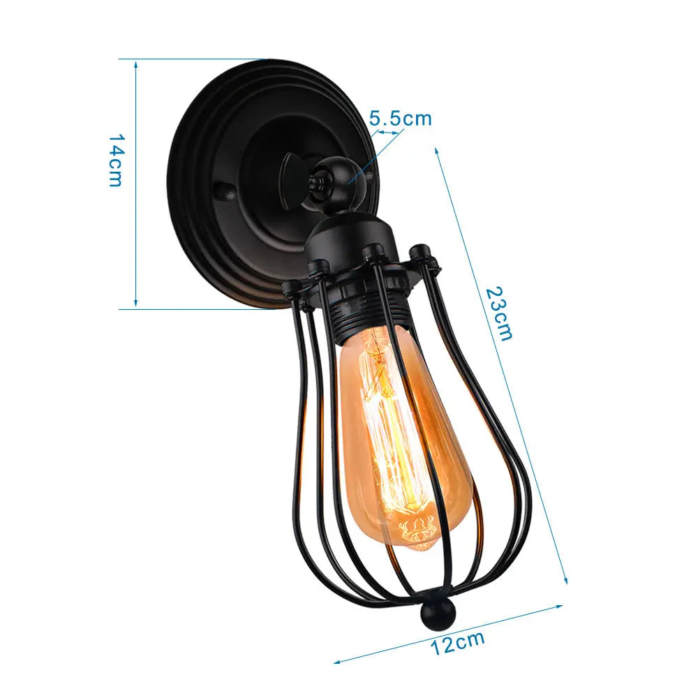 Adjustable Industrial Wall Light Rustic Wire Metal Cage Sconce