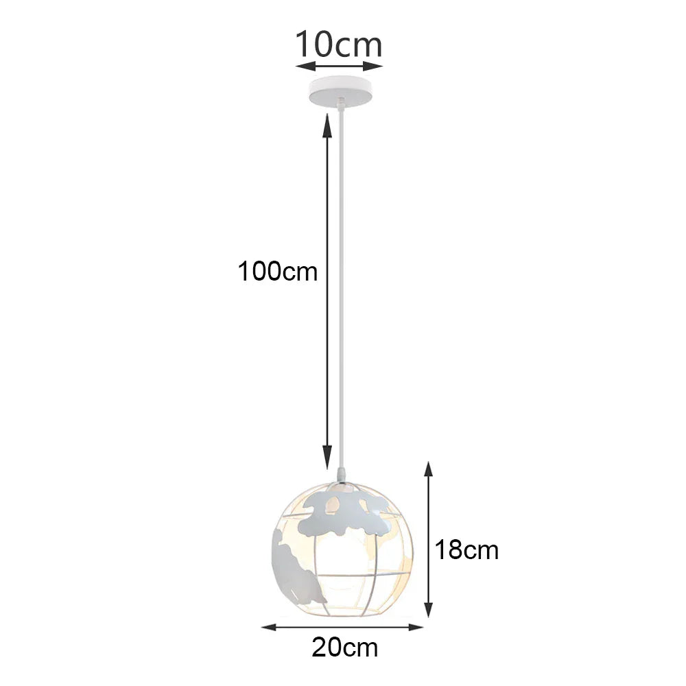 White Cage Industrial Pendant Light Fixture - Modern Loft Hanging Lamp