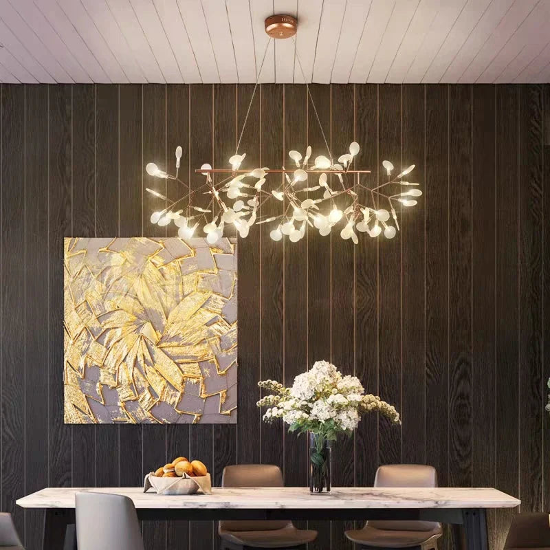 Modern Nordic Heracleum Chandelier Light in Black/Rose Gold for Living Room & Kitchen