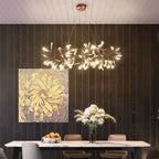 Modern Nordic Heracleum Chandelier Light in Black/Rose Gold for Living Room & Kitchen