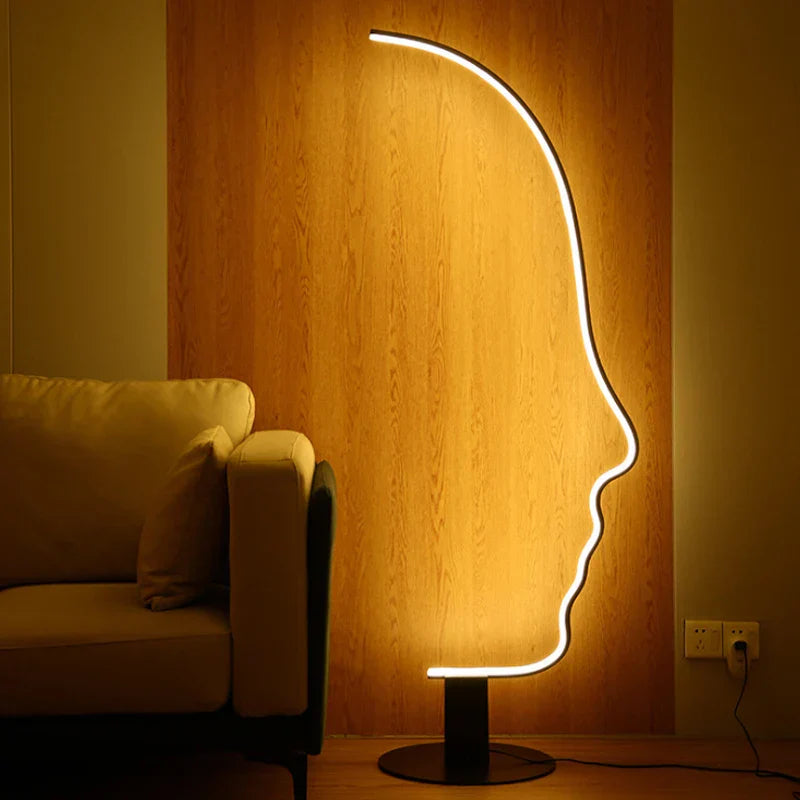 Modern Minimalist Human Face LED Floor Lamp for Home Bedroom Living Room Lighting
