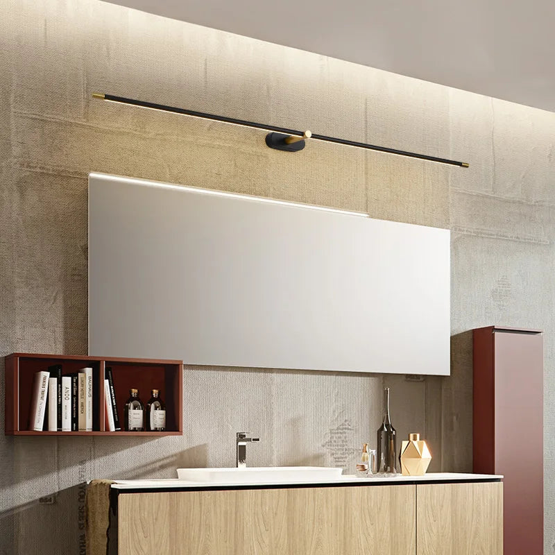 Black/Gold/White LED Mirror Light for Modern Bathroom Wall Fixtures