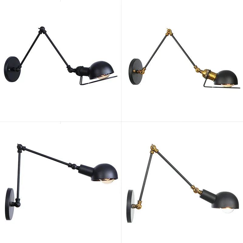 Vintage Loft Adjustable Wall Lamp Black Swing Arm Sconce Wall Lights