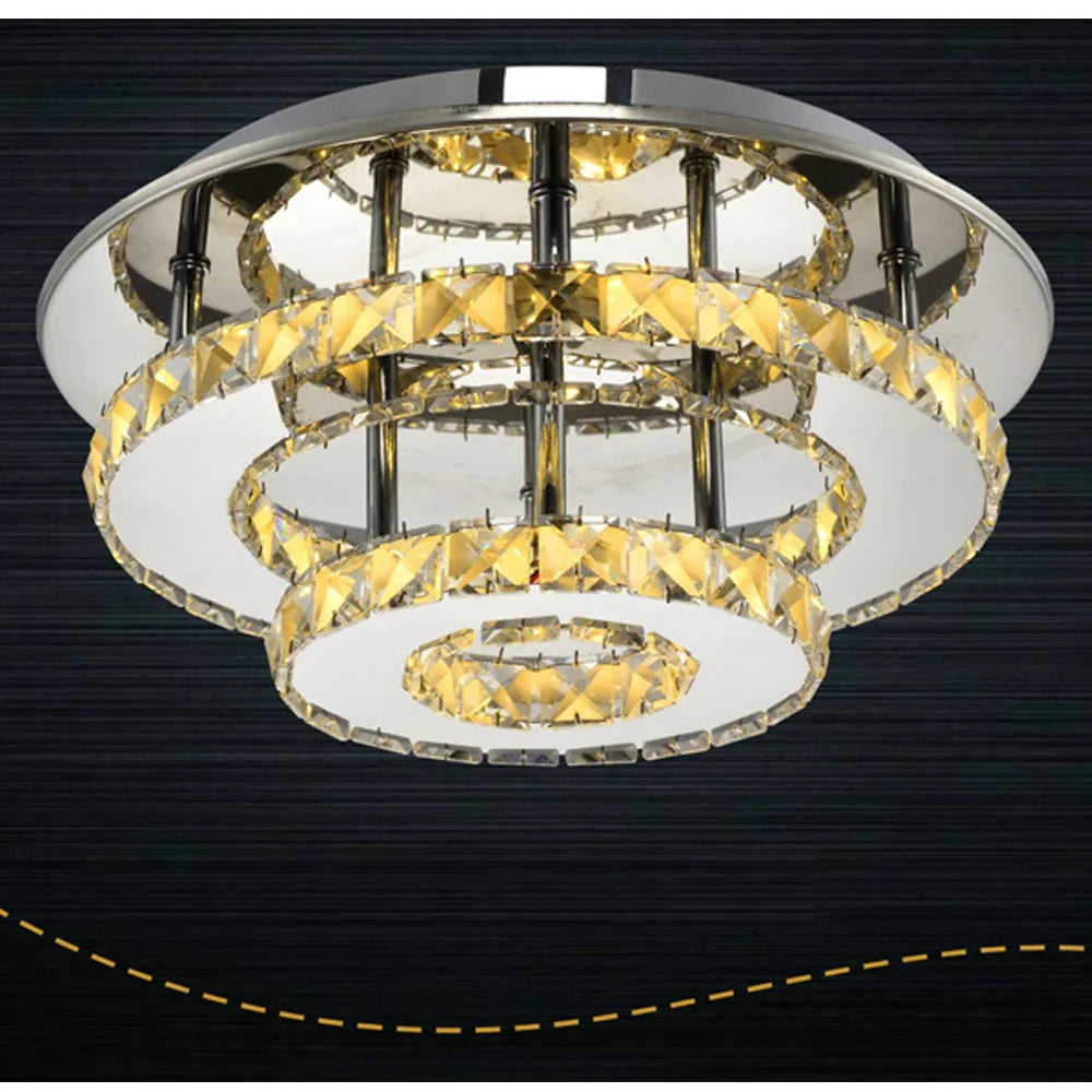 Stainless Steel LED Crystal Chandeliers: Elegant Lighting Fixture for Home Decor