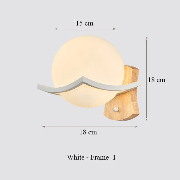 Japanese Moon Wood Wall Lamp - Minimalist Design - LED Sconce Lights
