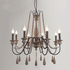 Wooden Retro Loft Chandelier - Mid Century Rustic Lighting for Living Room