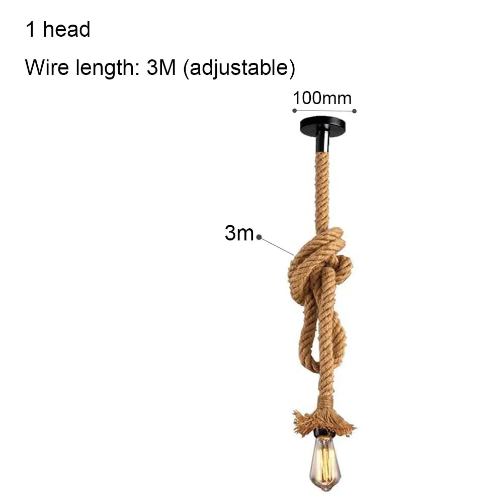 Spider Chandelier Hemp Rope Pendant Light Vintage Industrial Ceiling Lamp