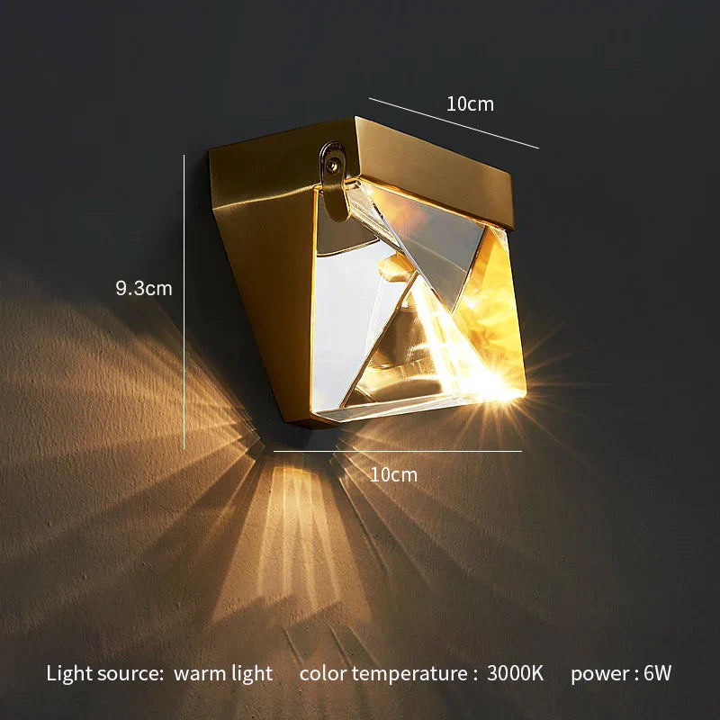 Crystal LED Wall Sconce: Modern Minimalist Bedroom Luxury Light