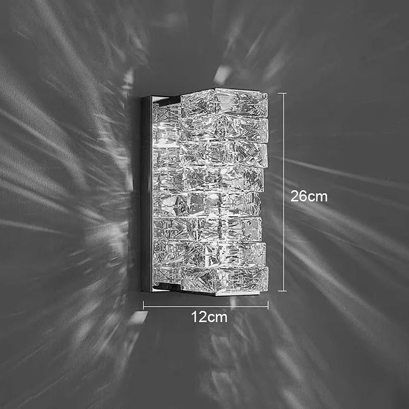 Gold Chrome Crystal Wall Sconce LED Lamp for Living Room Bedroom TV Background Lighting