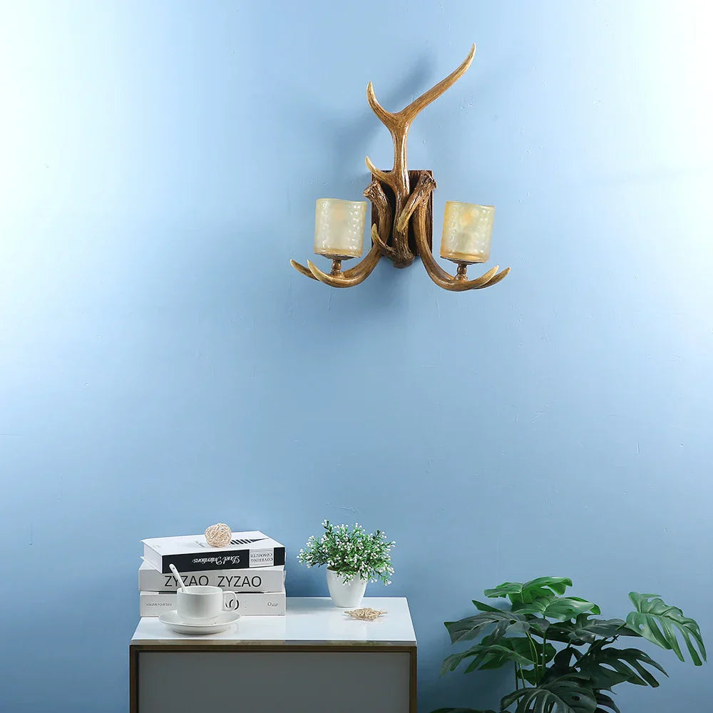 Retro Antlers Wall Lamp Deer Decor Wall Lights for Living Room Bar Bedroom Dining Room