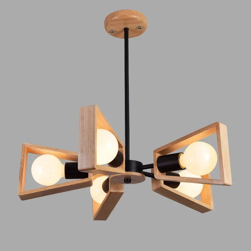 Windmill Wooden Chandelier - LED Loft Industrial Lighting for Home Decor