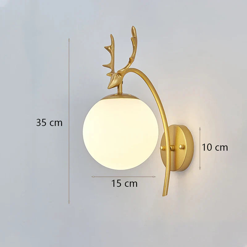 Glass Shade Gold Wall Lamp for Bedroom Loft Design, Up Down Iron LED Wall Lights