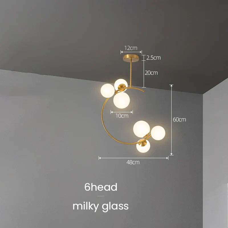 Gold Glass Ball Chandelier for Living Room Kitchen Bedroom - 220V 110V