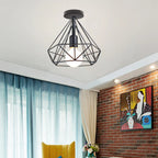 Iron Cage Ceiling Light Modern Nordic Retro Black Loft E27 Home Lighting