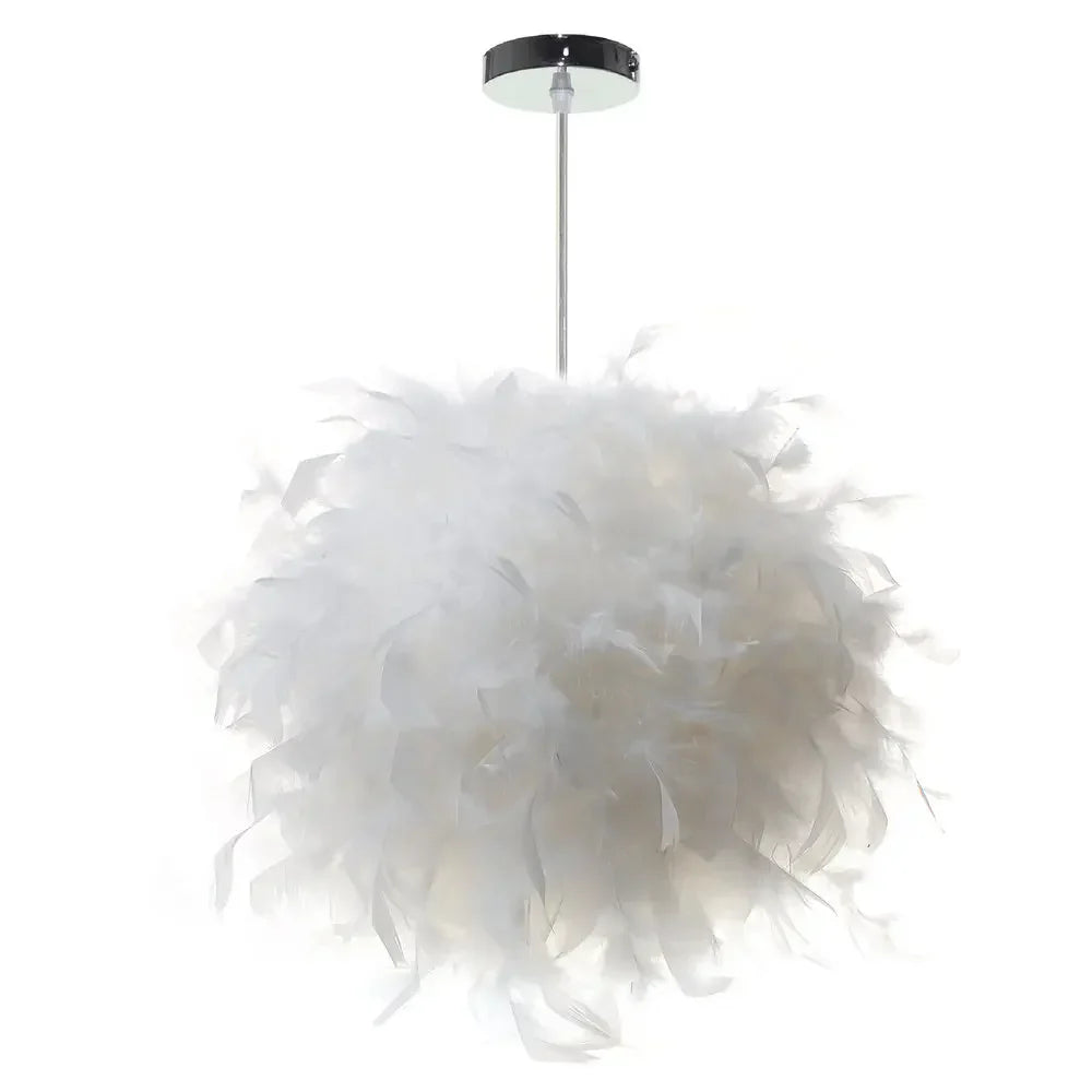 Feather Pendant Light: Romantic Bedroom Living Room Suspension Lamp