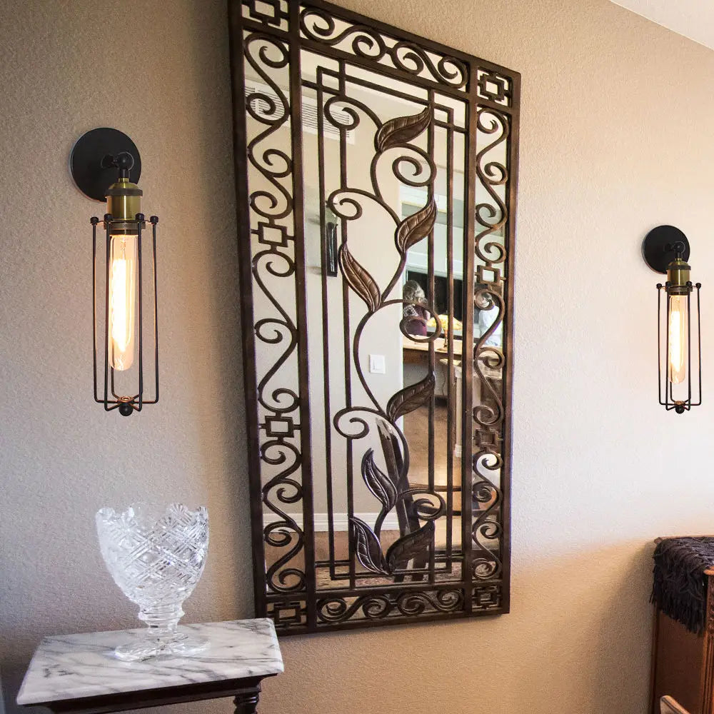 Wire Cage Industrial LED Wall Sconce for Living Room, Bar, Restaurant
