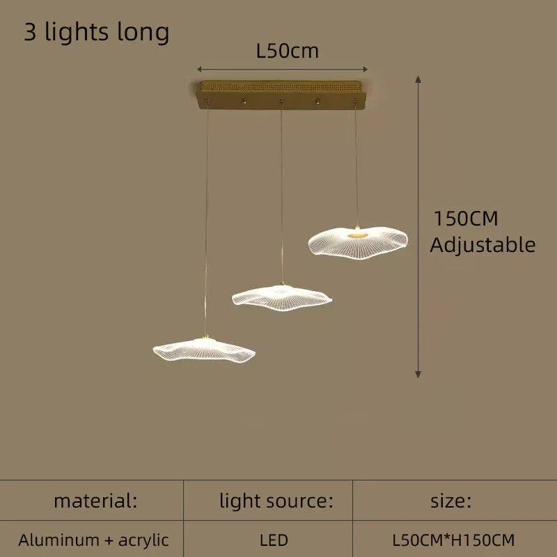 Lotus Leaf Acrylic Nordic LED Chandelier for Restaurant Living Room Hotel Villa