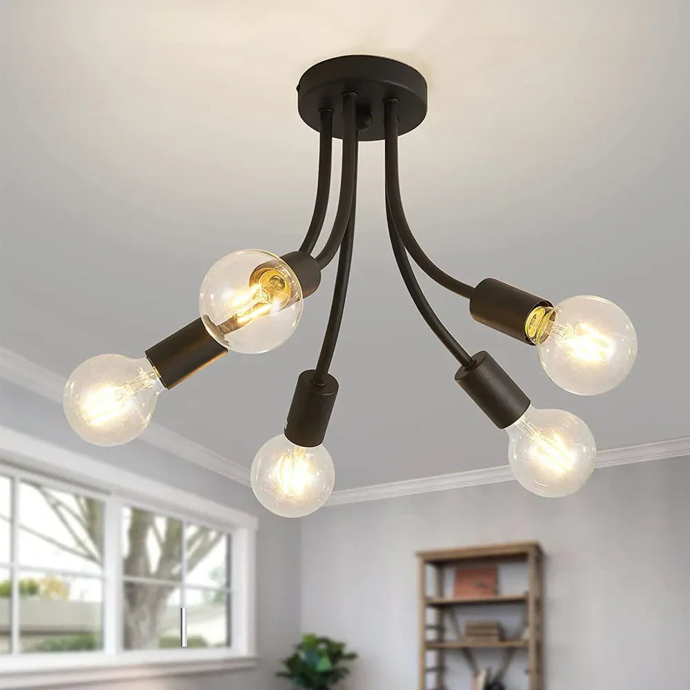 Modern Rod Iron Sputnik Chandelier Vintage Ceiling Lamp for Home Lighting