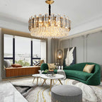 Gray/Clear Crystal K9 LED Pendant Lamp for Modern Luxury Living Room