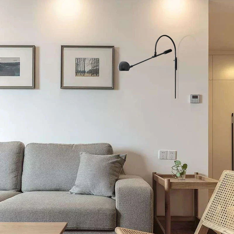 Rotatable G9 Bedside Lamp Living Room Wall Sconce - Gold/Black Arm