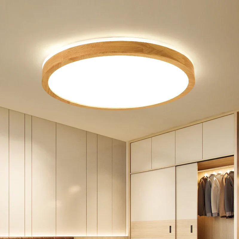 Nordic Wood Ceiling Light Ultra-thin LED Modern Bedroom Lamp