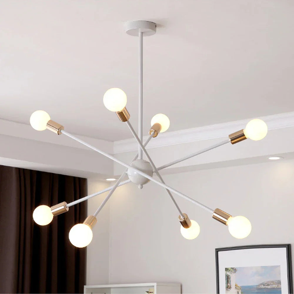 LED Ceiling Chandelier: Modern & Industrial Sputnik Style for Living Room & Bedroom