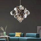 Glass Globe LED Chandelier: Nordic Luxury Metal Pendant Lighting for Living Room