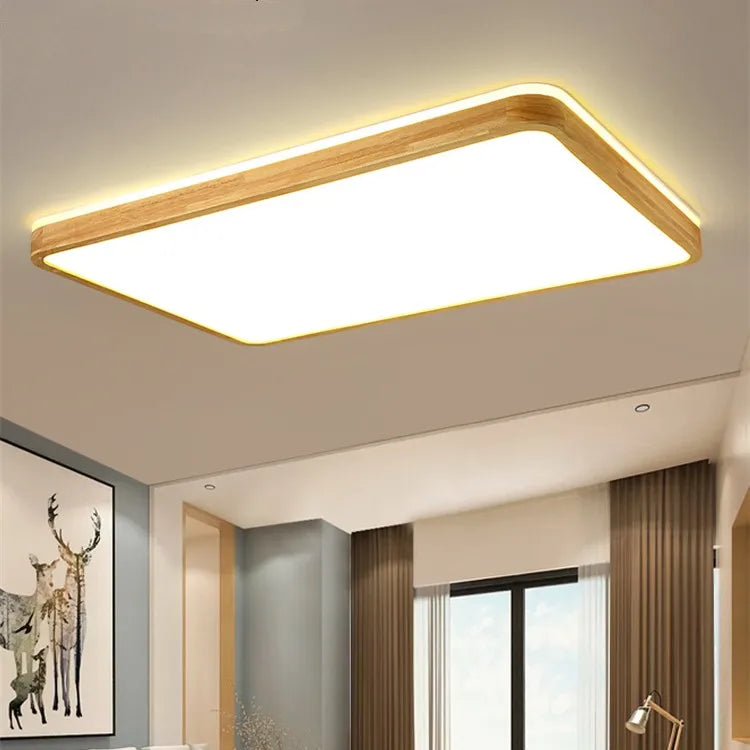 Nordic Wood Ceiling Light Ultra-thin LED Modern Bedroom Lamp